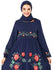 Middle East Arab Large Size Muslim Women's Navy Blue Fashion Embroidered