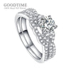 Women Ring Set  Sterling Silver Wedding Bride Ring Princess 4A Zircon  Rhinestone